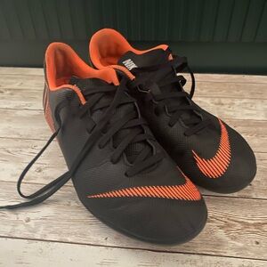 Nike Mercurial Black and Orange Soccer Cleats Boys 6